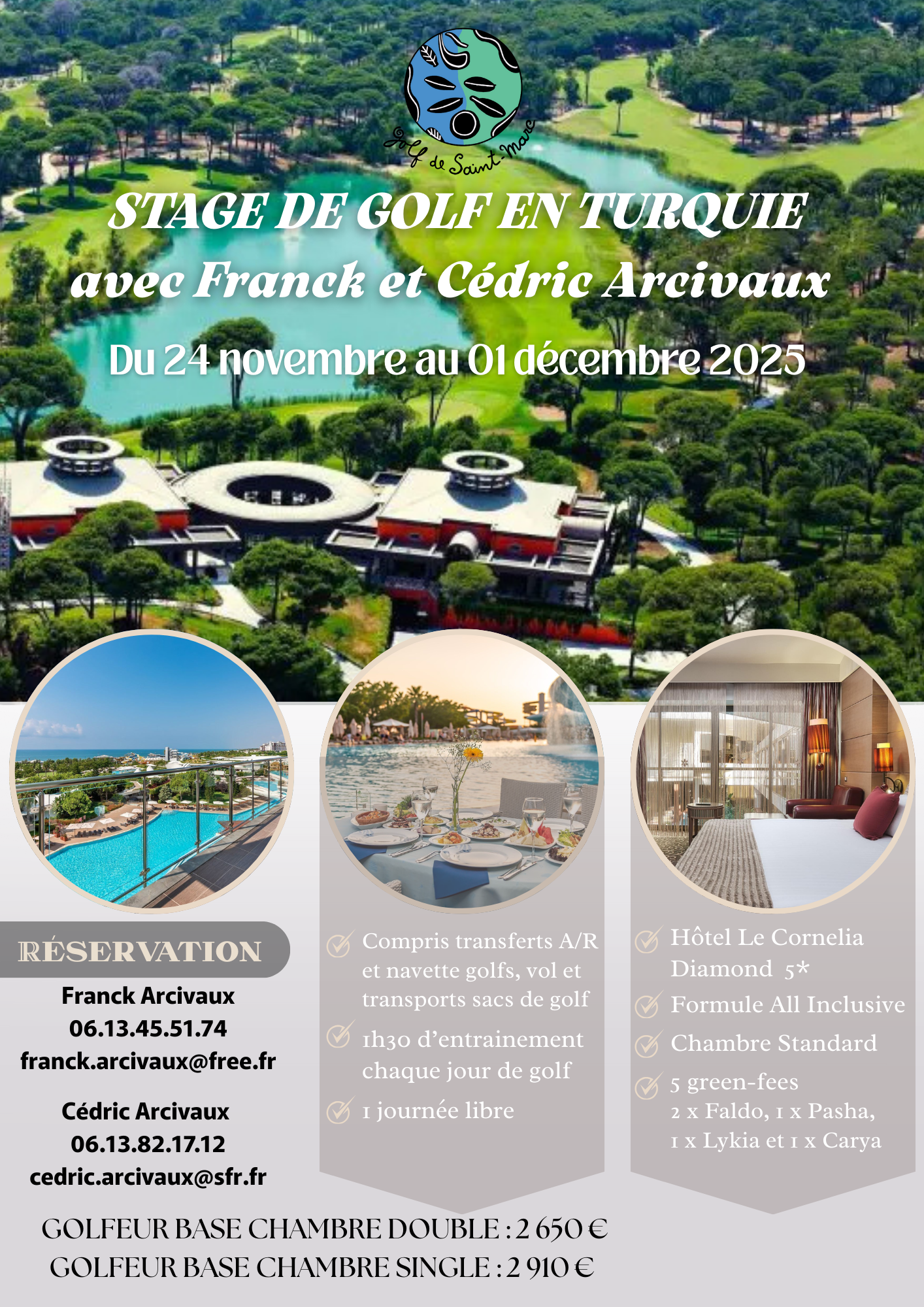 Stage de Golf en Turquie du 24/11/25 au 01/12/25