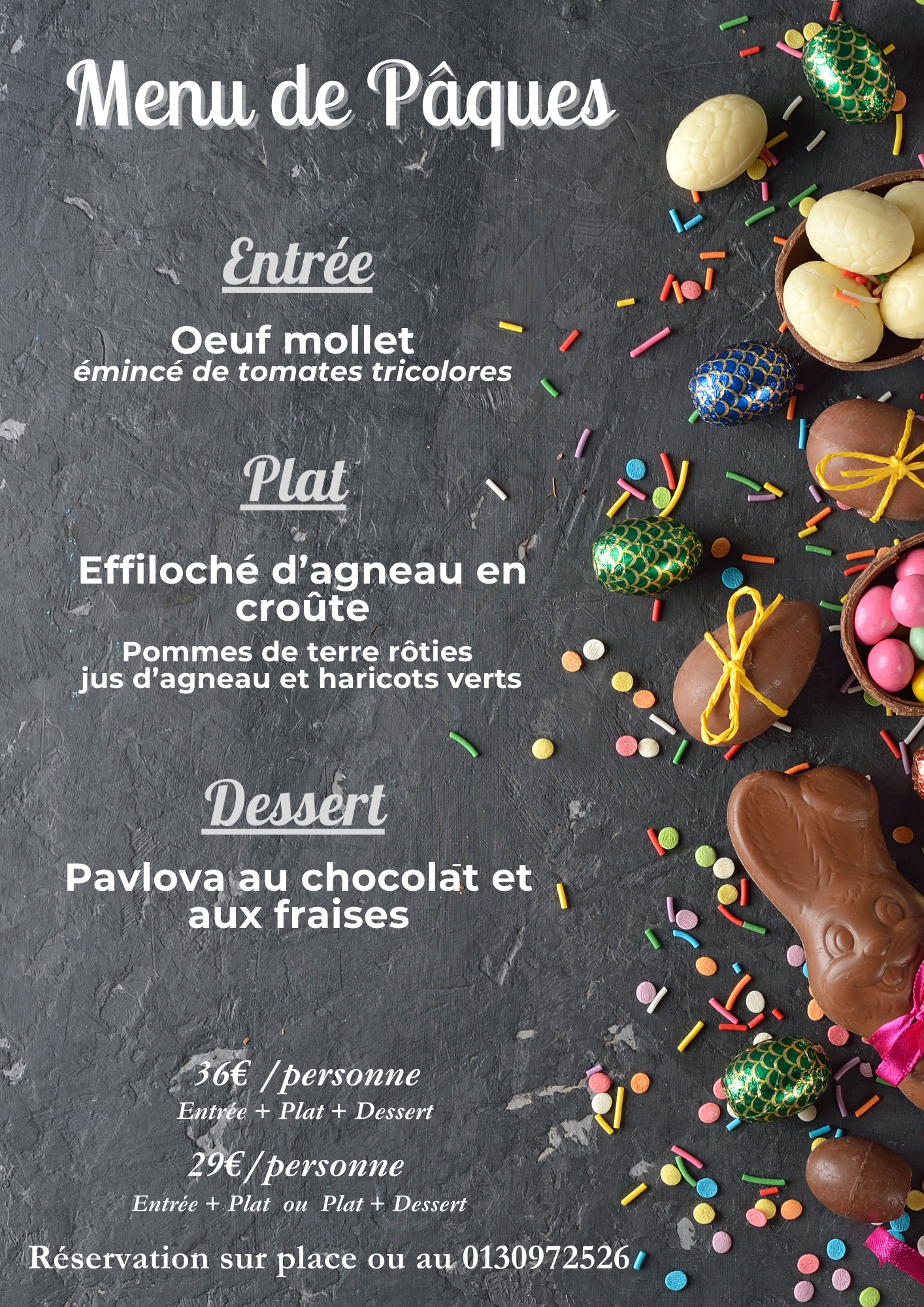 Menu de Pâques - Dimanche 20 Avril 2025